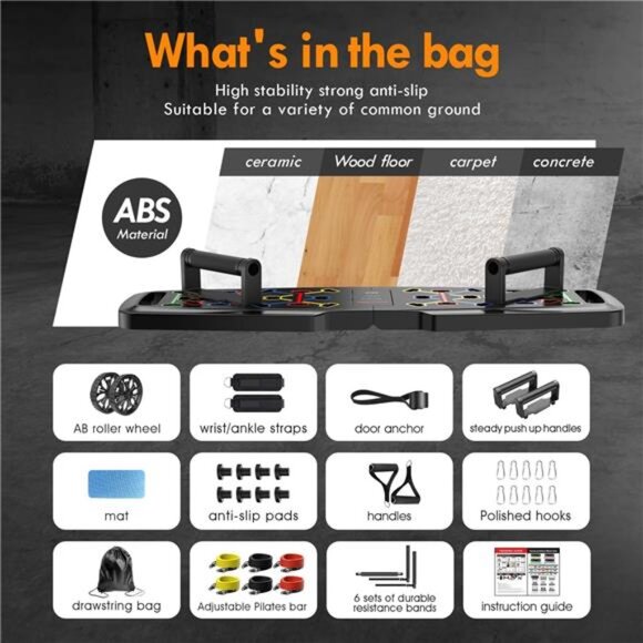 Push Up Board,Home Gym,Portable Exercise Equipment,Pilates Bar and 20 Fitness - Picture 4 of 7